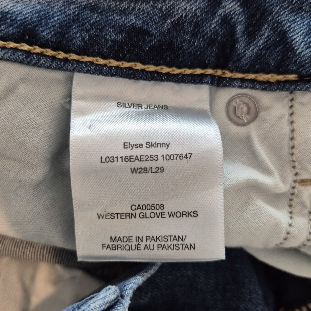Silver Jeans Women's Jeans Size 28 L 29 Elyse Curvy Fit Mid Rise Skinny Leg  (62 - Picture 9 of 14